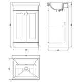 Nuie Classique 500mm Floorstanding 2 Door Vanity Unit & Basin Soft Black CLC1423H LD