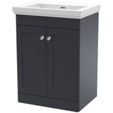 Nuie Classique 600mm Floorstanding 2 Door Vanity Unit & Basin Soft Black CLC1425H