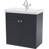 Nuie Classique 800mm Freestanding 2 Door Vanity Unit & Basin Soft Black CLC1426A