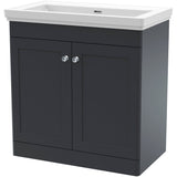 Nuie Classique 800mm Freestanding 2 Door Vanity Unit & Basin Soft Black CLC1426H