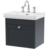 Nuie Classique 500mm Wall Hung 1 Drawer Vanity Unit & Basin Soft Black CLC1491B