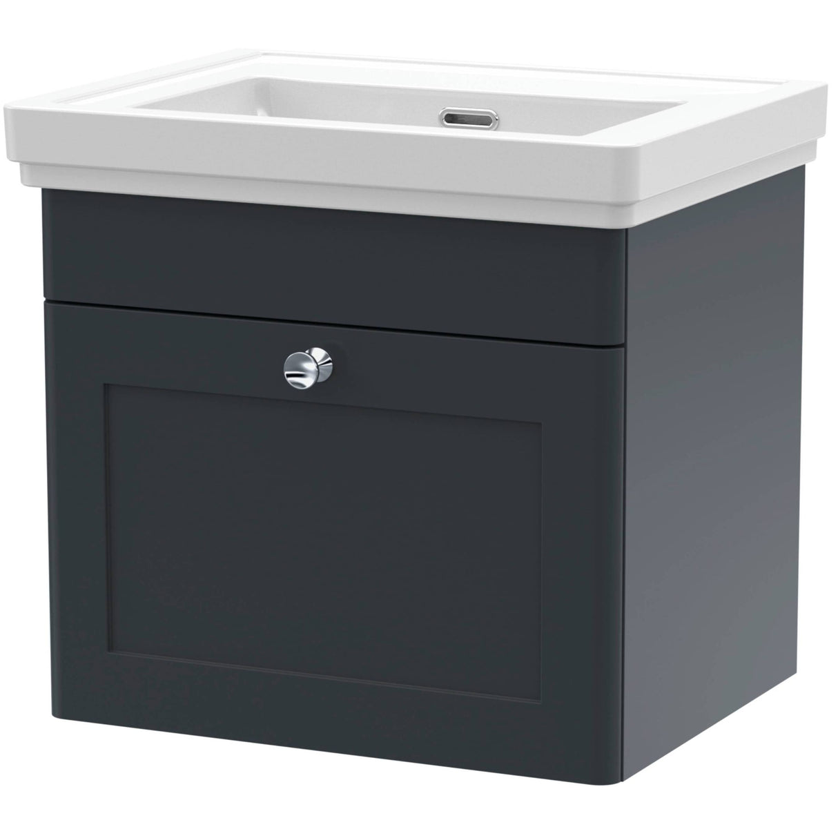 Nuie Classique 500mm Wall Hung 1 Drawer Vanity Unit & Basin Soft Black CLC1491H