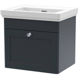 Nuie Classique 500mm Wall Hung 1 Drawer Vanity Unit & Basin Soft Black CLC1491H
