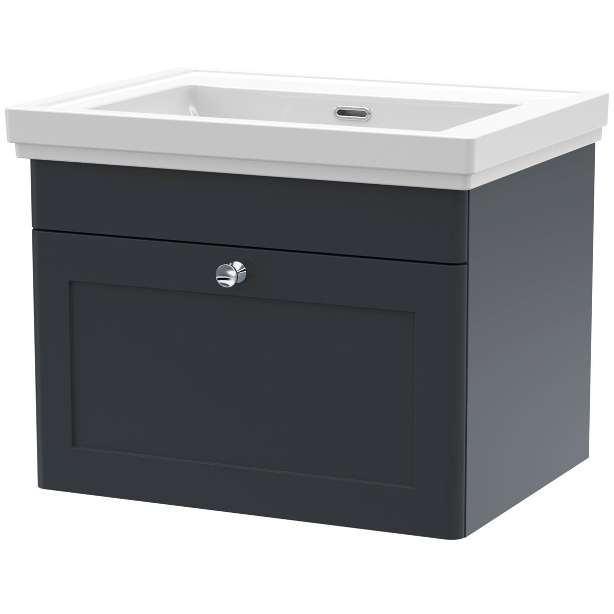 Nuie Classique 600mm Wall Hung 1 Drawer Vanity Unit & Basin Soft Black CLC1494H