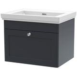 Nuie Classique 600mm Wall Hung 1 Drawer Vanity Unit & Basin Soft Black CLC1494H
