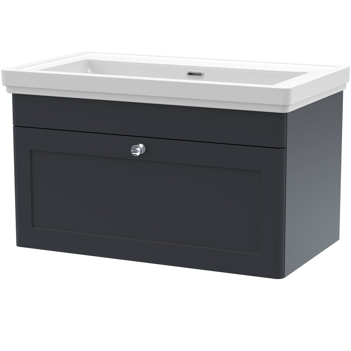 Nuie Classique 800mm Wall Hung 1 Drawer Vanity Unit & Basin Soft Black CLC1496H
