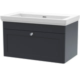 Nuie Classique 800mm Wall Hung 1 Drawer Vanity Unit & Basin Soft Black CLC1496H