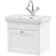 Nuie Classique 500mm Wall Hung 1 Drawer Vanity Unit & Basin Satin White CLC191A