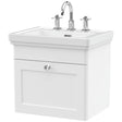 Nuie Classique 500mm Wall Hung 1 Drawer Vanity Unit & Basin Satin White CLC191B