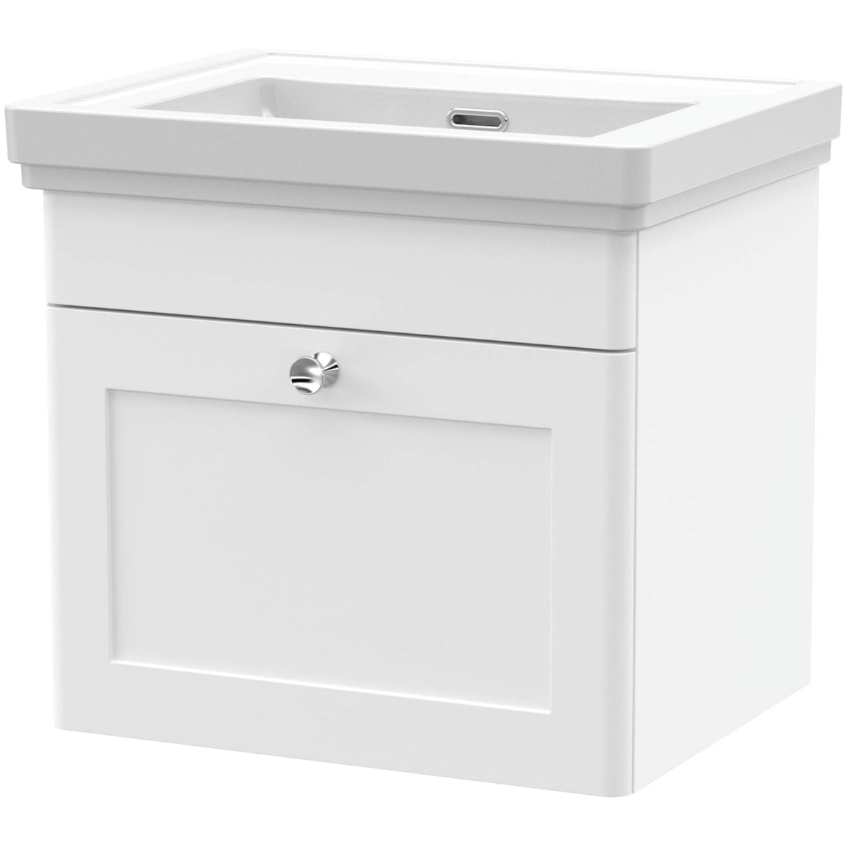 Nuie Classique 500mm Wall Hung 1 Drawer Vanity Unit & Basin Satin White CLC191H