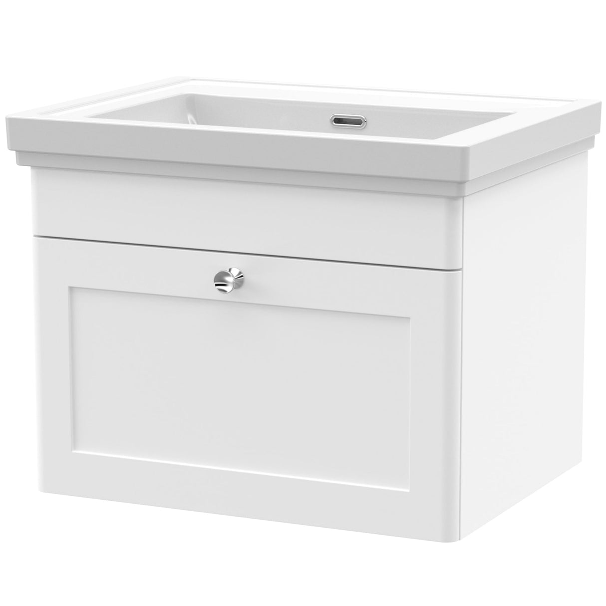 Nuie Classique 600mm Wall Hung 1 Drawer Vanity Unit & Basin Satin White CLC194H