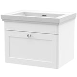 Nuie Classique 600mm Wall Hung 1 Drawer Vanity Unit & Basin Satin White CLC194H