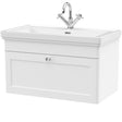 Nuie Classique 800mm Wall Hung 1 Drawer Vanity Unit & Basin Satin White CLC196A