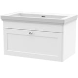 Nuie Classique 800mm Wall Hung 1 Drawer Vanity Unit & Basin Satin White CLC196H
