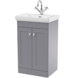 Nuie Classique 500mm Floorstanding 2 Door Vanity Unit & Basin Satin Grey CLC223A
