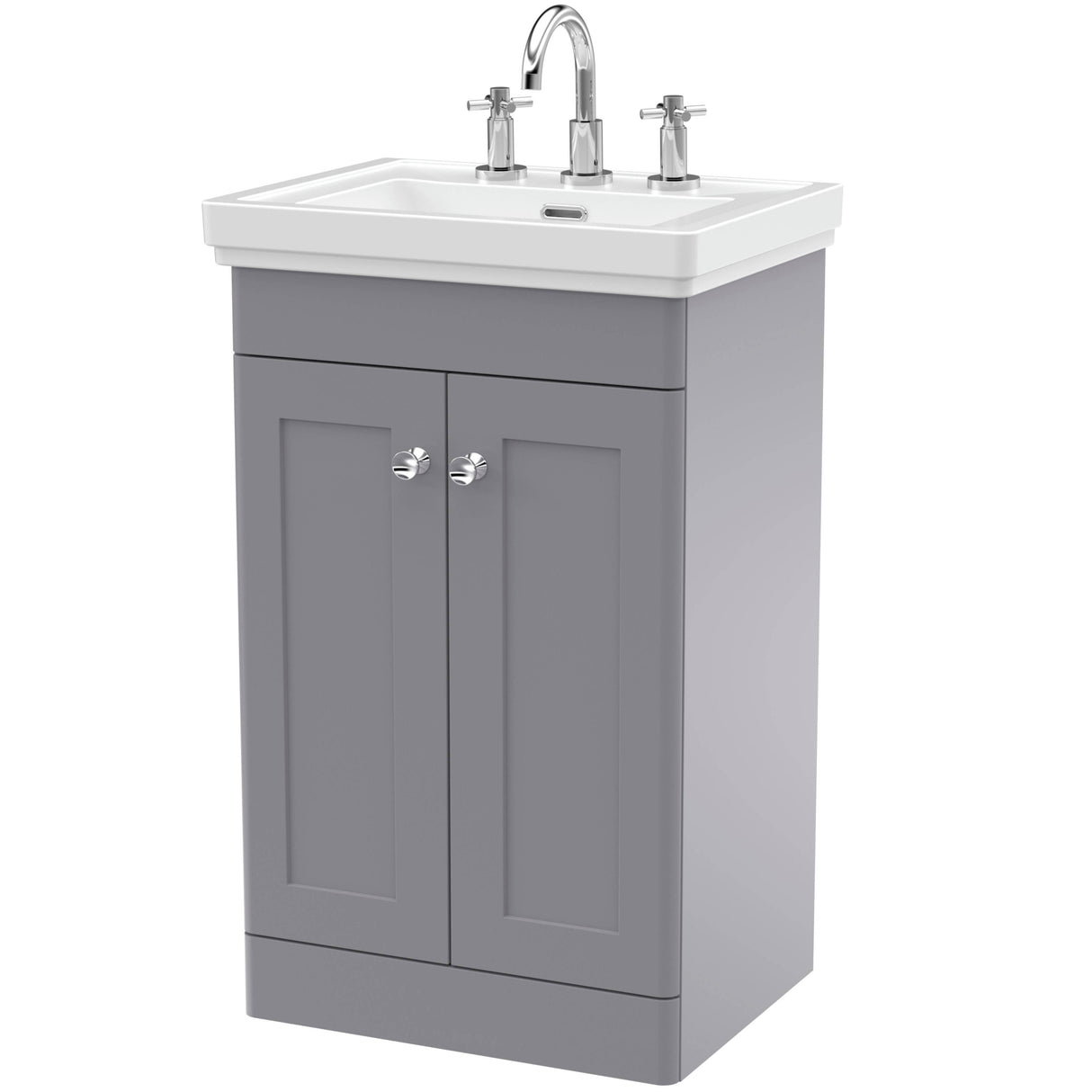 Nuie Classique 500mm Floorstanding 2 Door Vanity Unit & Basin Satin Grey CLC223B