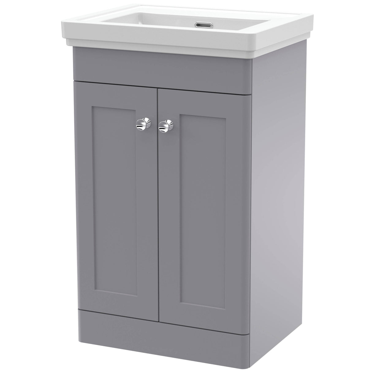 Nuie Classique 500mm Floorstanding 2 Door Vanity Unit & Basin Satin Grey CLC223H