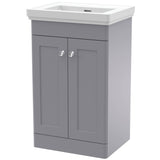 Nuie Classique 500mm Floorstanding 2 Door Vanity Unit & Basin Satin Grey CLC223H