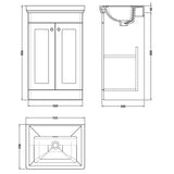 Nuie Classique 500mm Floorstanding 2 Door Vanity Unit & Basin Satin Grey CLC223H LD