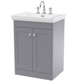 Nuie Classique 600mm Floorstanding 2 Door Vanity Unit & Basin Satin Grey CLC225B