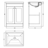 Nuie Classique 600mm Floorstanding 2 Door Vanity Unit & Basin Satin Grey CLC225H LD