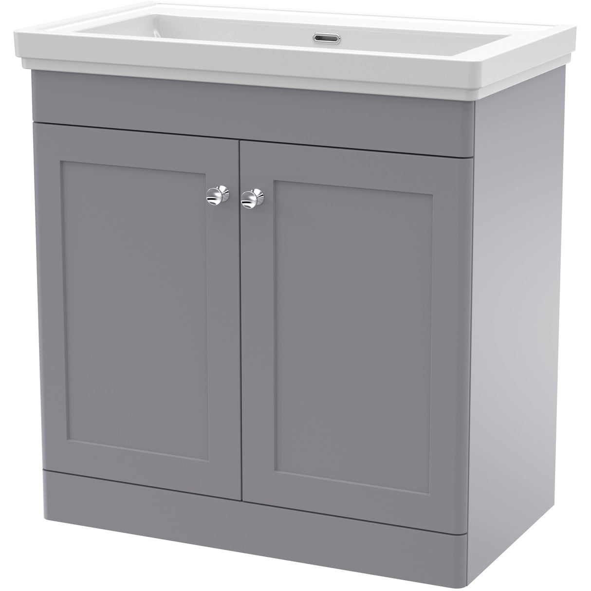 Nuie Classique 800mm Freestanding 2 Door Vanity Unit & Basin Satin Grey CLC226H
