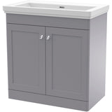 Nuie Classique 800mm Freestanding 2 Door Vanity Unit & Basin Satin Grey CLC226H