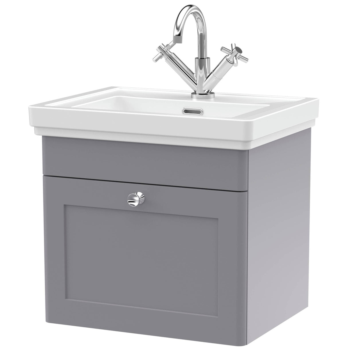 Nuie Classique 500mm Wall Hung 1 Drawer Vanity Unit & Basin Satin Grey CLC291A
