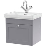 Nuie Classique 500mm Wall Hung 1 Drawer Vanity Unit & Basin Satin Grey CLC291A