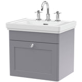Nuie Classique 500mm Wall Hung 1 Drawer Vanity Unit & Basin Satin Grey CLC291B