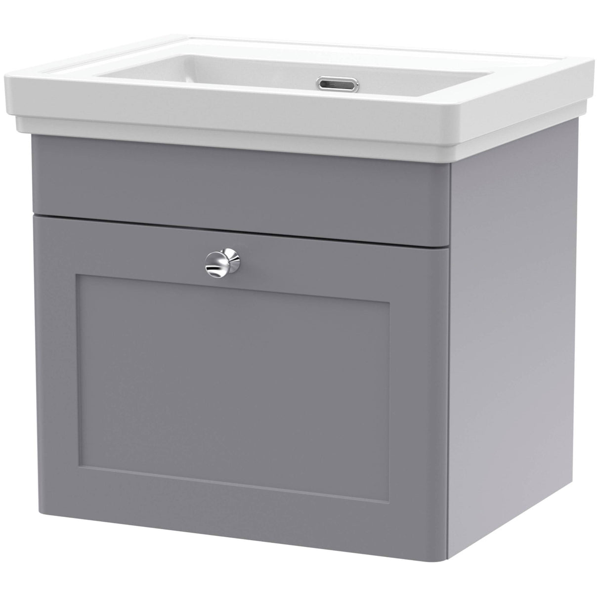 Nuie Classique 500mm Wall Hung 1 Drawer Vanity Unit & Basin Satin Grey CLC291H