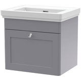 Nuie Classique 500mm Wall Hung 1 Drawer Vanity Unit & Basin Satin Grey CLC291H