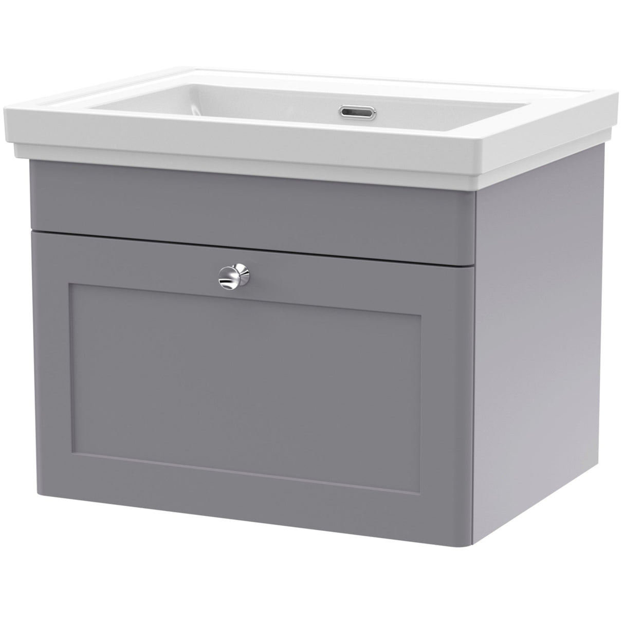 Nuie Classique 600mm Wall Hung 1 Drawer Vanity Unit & Basin Satin Grey CLC294H