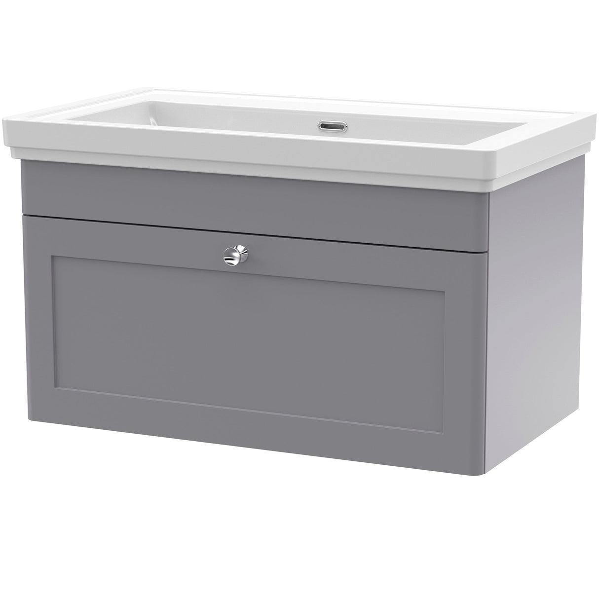 Nuie Classique 800mm Wall Hung 1 Drawer Vanity Unit & Basin Satin Grey CLC296H