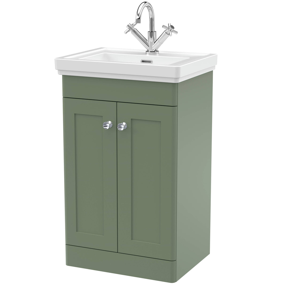 Nuie Classique 500mm Floorstanding 2 Door Vanity Unit & Basin Satin Green CLC823A