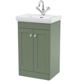 Nuie Classique 500mm Floorstanding 2 Door Vanity Unit & Basin Satin Green CLC823A