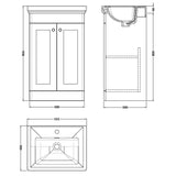 Nuie Classique 500mm Floorstanding 2 Door Vanity Unit & Basin Satin Green CLC823A LD