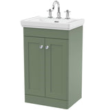 Nuie Classique 500mm Floorstanding 2 Door Vanity Unit & Basin Satin Green CLC823B