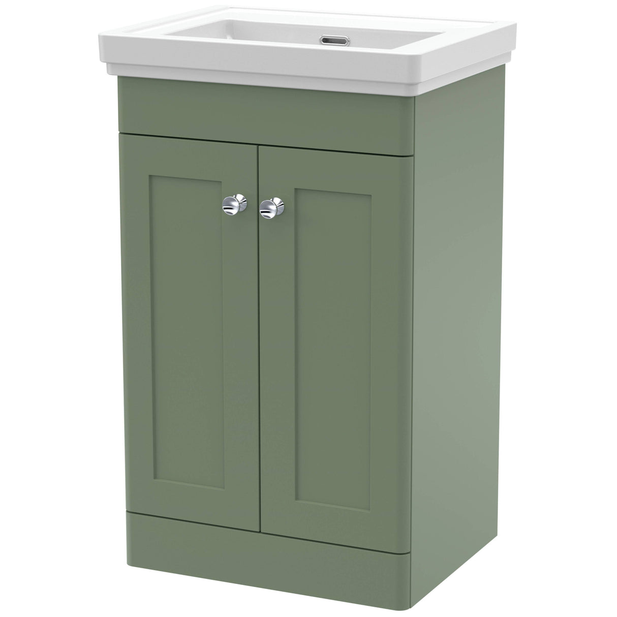 Nuie Classique 500mm Floorstanding 2 Door Vanity Unit & Basin Satin Green CLC823H