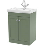 Nuie Classique 600mm Floorstanding 2 Door Vanity Unit & Basin Satin Green CLC825A