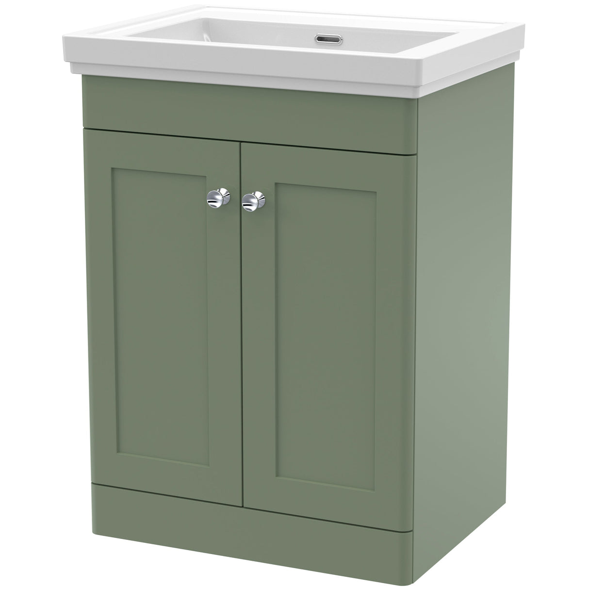Nuie Classique 600mm Floorstanding 2 Door Vanity Unit & Basin Satin Green CLC825H