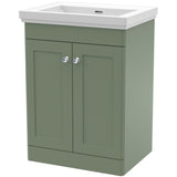 Nuie Classique 600mm Floorstanding 2 Door Vanity Unit & Basin Satin Green CLC825H