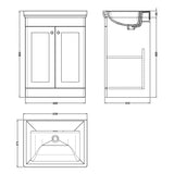 Nuie Classique 600mm Floorstanding 2 Door Vanity Unit & Basin Satin Green CLC825H LD