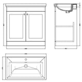 Nuie Classique 800mm Freestanding 2 Door Vanity Unit & Basin Satin Green CLC826A LD