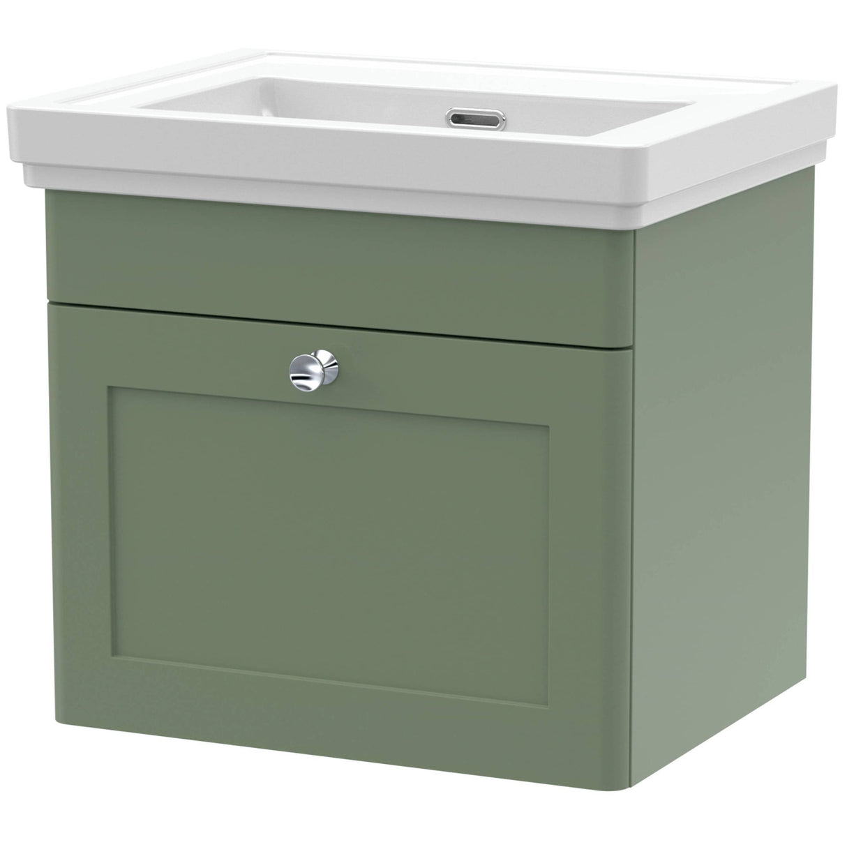 Nuie Classique 500mm Wall Hung 1 Drawer Vanity Unit & Basin Satin Green CLC891H