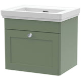 Nuie Classique 500mm Wall Hung 1 Drawer Vanity Unit & Basin Satin Green CLC891H