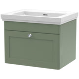Nuie Classique 600mm Wall Hung 1 Drawer Vanity Unit & Basin Satin Green CLC894H