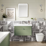 Nuie Classique 800mm Wall Hung 1 Drawer Vanity Unit & Basin Satin Green CLC896A LS