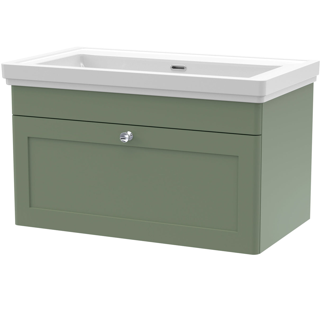 Nuie Classique 800mm Wall Hung 1 Drawer Vanity Unit & Basin Satin Green CLC896H