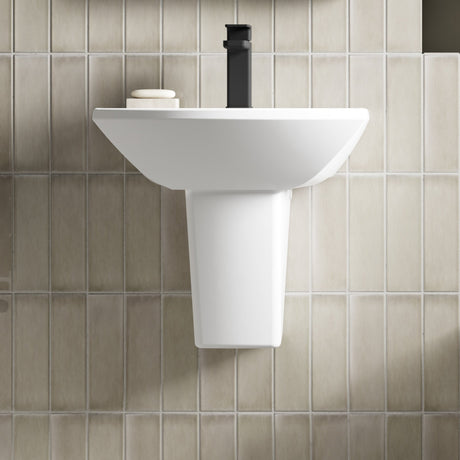 Nuie Asselby Basin & Semi-Pedestal 500mm wide - 1 Tap Hole CSS003 LS1